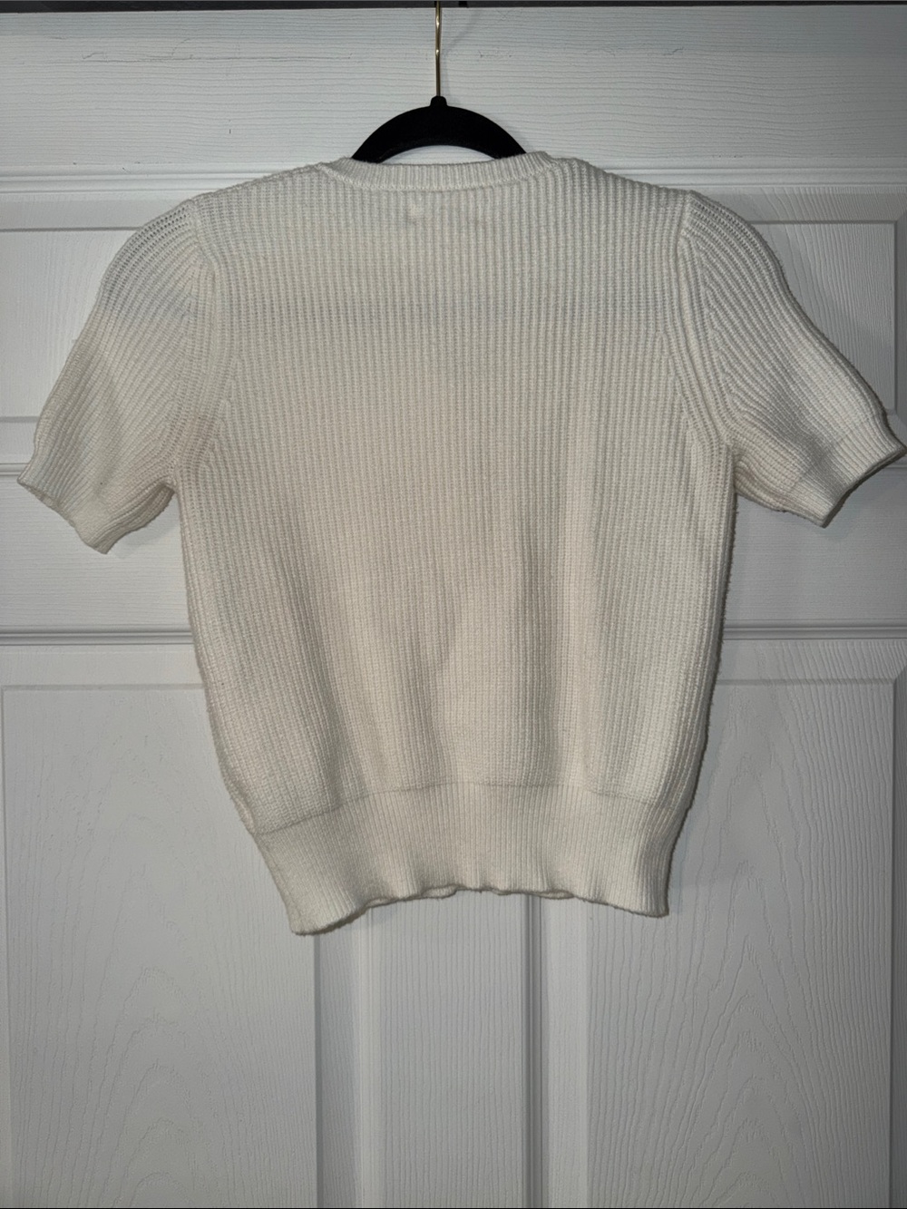 Roolee Cream Ribbed Short-Sleeve Button Cardigan - Picture 2 of 4